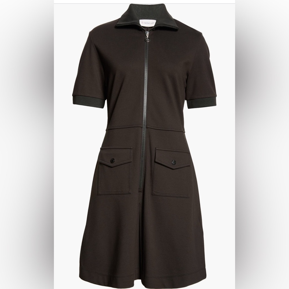 Moncler Moncler zip front Pique knit polo dress - XS